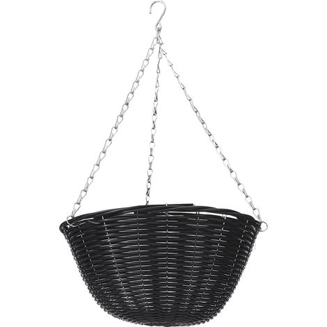 Panier à suspendre murale Plastique rotin Noir 4 tailles (20/25/30/35 cm) cadeau maison décoration rangement (1/5)