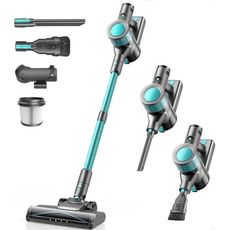 Aspirateur sans fil 45000 Pa avec écran intelligent, fonction support, longue durée de vie et brosse anti-enchevêtrement pour tapis, sols durs, poils d'animaux, voiture (cyan) (1/5)