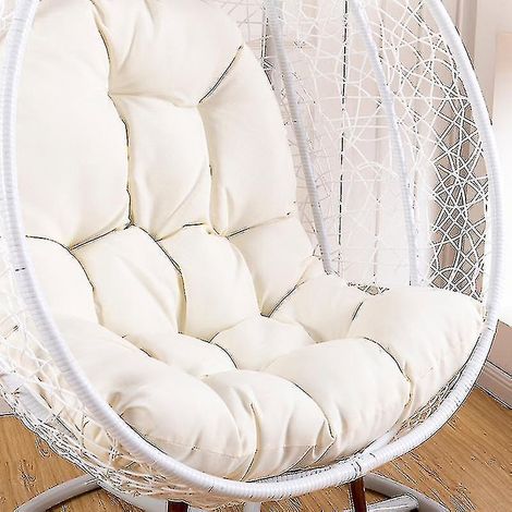 Coussin de panier suspendu épais en forme d'œuf, coussin de chaise hamac suspendu lavable, chaud et confortable (blanc) (1/3)
