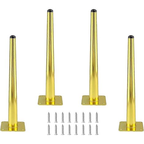 Verstellbare Schrankbeine, 30 cm (12 Zoll), schräge Möbelbeine, Gold, 4er-Set, Couchbeine im Mid-Century-Stil, robuste Couchtischbeine, konische Stuhlfüße, gerade Ausführung, Metall, 30 cm (12 Zoll),