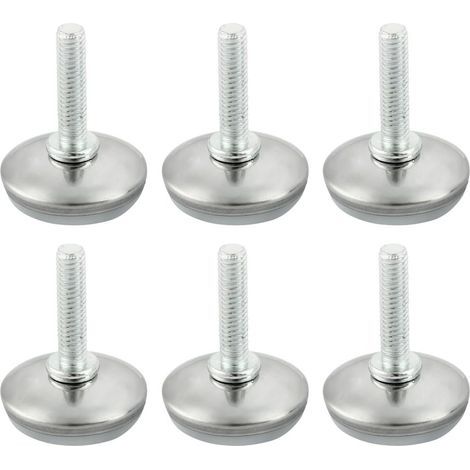 Lntyq 6 Pcs Pieds de Meubles Réglables Nivellement Patin Base Jambe Pied de Table Chaise Ajustables Protection Sol M6 x 25mm (1/5)