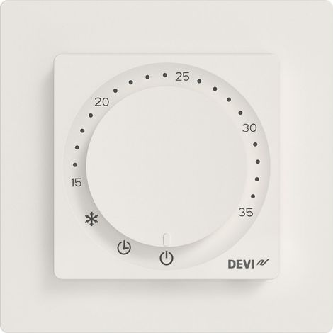 Le thermostat d'ambiance DEVIreg™ est un thermostat programmable permettant de contrôler le chauffage électrique par le sol. (1/4)