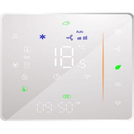 Thermostat d'ambiance intelligent Wi-Fi à deux tubes, commande vocale, contrôleur de température numérique programmable pour climatiseur (BAC-006-AW, blanc)