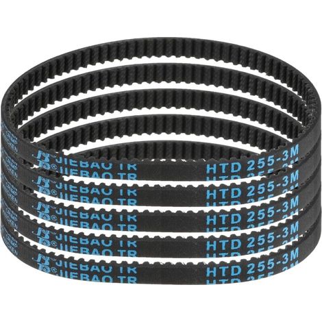 5pcs HTD-3M Courroie de Distribution en Caoutchouc 85 Dents. 255mm Longueur de Pas x 6mm Largeur x 2.4mm Hauteur. Courroie de Poulie en Boucle Fermée (1/5)