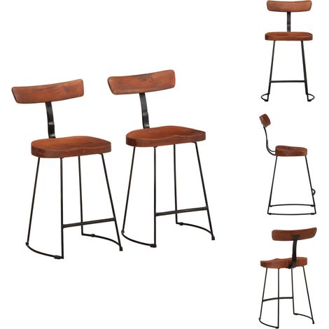 Tabourets de bar lot de 2 49x43x79 cm bois de manguier massif - Tabouret De Bar - Tabourets De Bar - Chaise - Chaise De Bar De Petit-déjeuner (1/5)