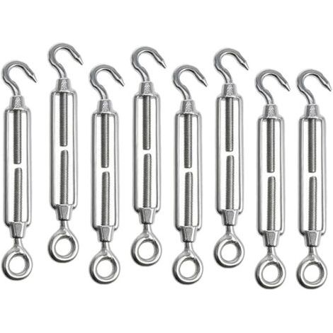 8-teiliger M5-Kabelspanner, verstellbarer Edelstahl, Haken- und Ösenspanner, Drahtspanner aus Edelstahl 304 für Seile, Kabel, Wäscheleinen, Gartenzäune (1/5)