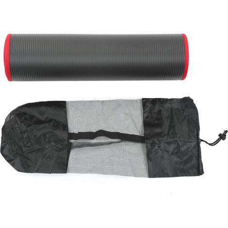 Tapis de yoga antidérapant épais noir, mat de sol insonorisé pour fitness et danse à domicile, bord ourlé (1/5)