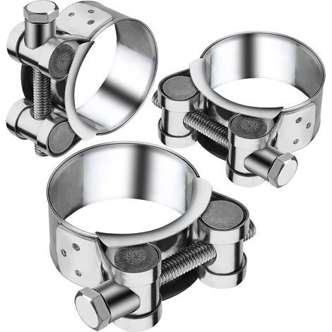 Collier Echappement 56-59mm Collier de Serrage Inox 3 Pièces Manchon Echappement D'échappement Pinces Turbo Collier Echappement Moto Tuyaux Gaines Ventilation pour Accessoires de Tuyaux D'échappement (1/5)