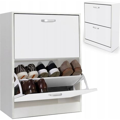 Meuble à chaussures, étagère à chaussures à 2 compartiments, commode spacieuse pour l'entrée, étagère (1/5)