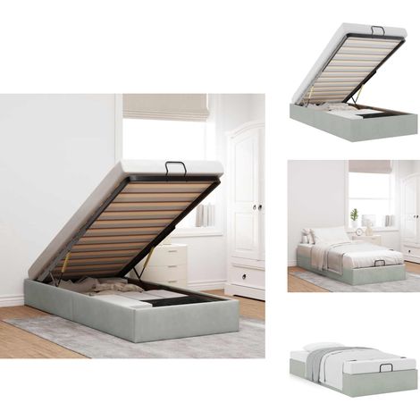 Cadre de lit ottoman sans matelas gris clair 80x200 cm velours - Lit Ottoman - Lits Ottoman - Cadre De Lit - Cadre De Lit Avec Rangement (1/5)
