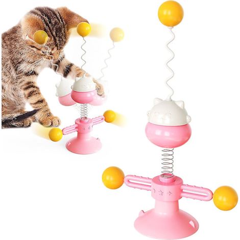 Baguette d'équilibre avec balle tournante pour chats - Jouet interactif et amusant pour animaux de compagnie - Plume (1/3)