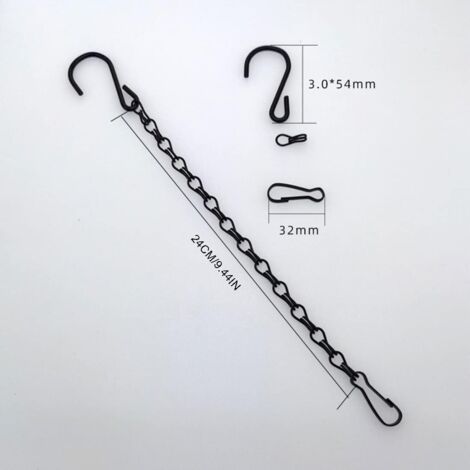 Un ensemble de 5 chaînes de suspension, adaptées aux nichoirs, pots de fleurs, lanternes et décorations (24 cm, noir). (1/4)