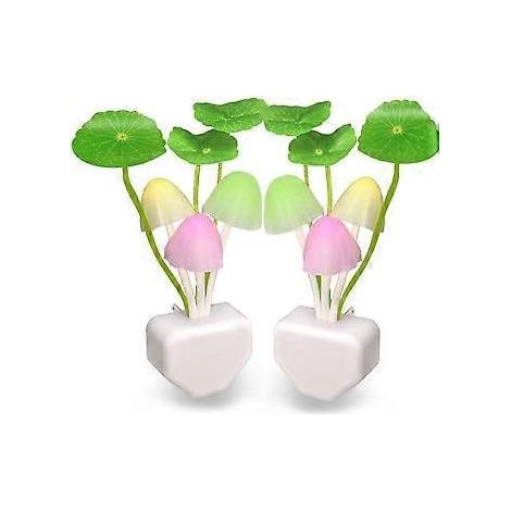 [2-Pack] UTLK Plug-in Mushroom LED Night Light with Dusk Sensor, Color-Changing LED Bedside Night Light and Wall Sconce (1/5)