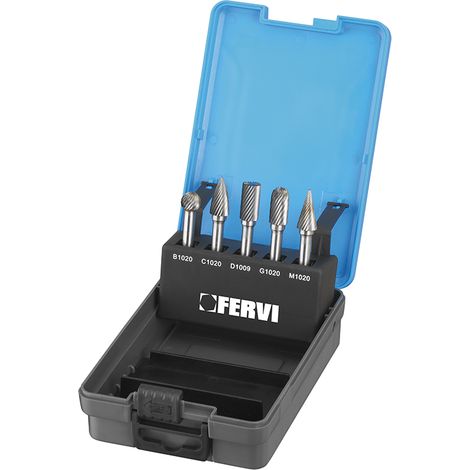 Serie von 5 Stuck Einzel-HM-Rotationsfeilen 10x20 mm Schaft 6 Fervi f008sc