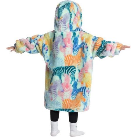 Couverture à Capuche Enfant - - Zèbre Colorées - Douce et Confortable - Taille Unique 60cm - Pour 3-6 Ans (1/4)