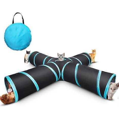 Tunnel pliable pour animaux de compagnie Way, jouet en papier froissé pour chiens et chats, maisonnette pour animaux, tube pour hamster et cochon d'Inde, sac de rangement portable (1/5)