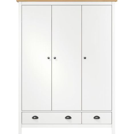 Garde-robe à 3 portes Hill Range Blanc 127x50x170 Pin solide (1/5)