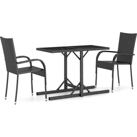 Maison Exclusive - Set Mobili da Pranzo per Giardino 3 pz Nero (1/5)