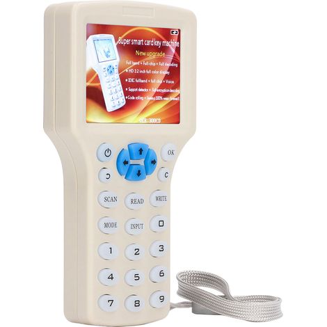 Lecteur copieur RFID NFC polyvalent, pack de 10 cartes T5577 + 10 porte-clés T5577 + 10 porte-clés UID + 1 câble USB. Compatible cartes IC/ID et toutes cartes 125kHz (sans batterie, version blanche) (1/5)