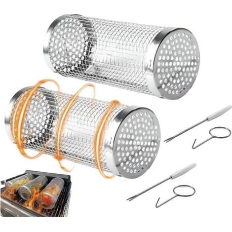 Grillkorb – Edelstahl – Zylindrisch – 360° drehbar – Edelstahl 304 – Gasgrill (1/4)