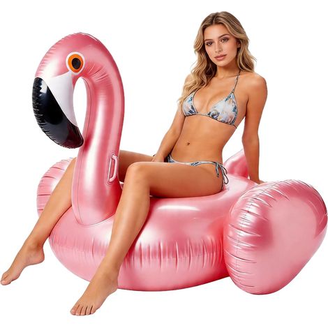 Chaise longue gonflable de piscine flamant rose, pour adultes, feuilles tropicales, matelas de bain assis (1/4)