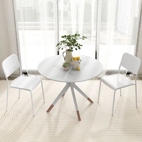 Ensemble 4 Chaises Salle à Manger Modernes Empilables Dossier Incliné Métal Blanc CW65092 (1/3)