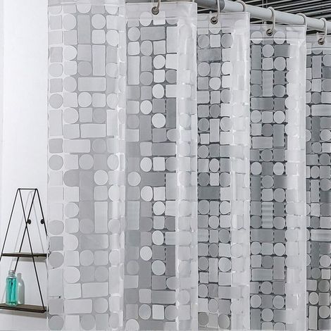 Wasserdichter Duschvorhang mit 12 Haken, weiß kariert – 180 x 180 cm (1/5)