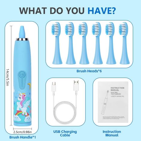 Brosse à dents électrique - avec 6 têtes de brosse interchangeables, minuterie, 4 modes (Bleue)-AquaForge (1/4)