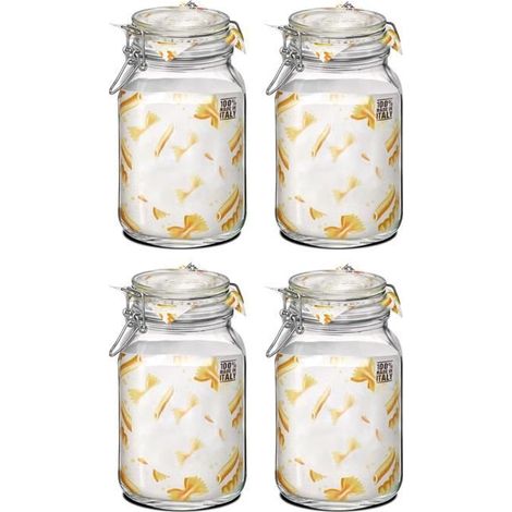 Bocaux hermétiques - JUANIO - Lot de 4 - Bouchon mécanique - Capacité 2 L - Ø 12.5 x H 21.6 cm (1/3)