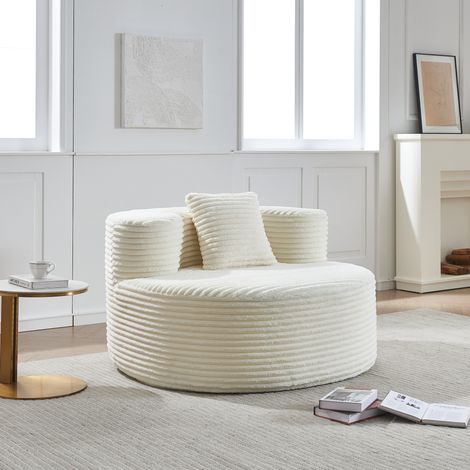 Sillón puf de pana beige para adultos y jóvenes OKWISH (1/5)