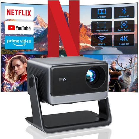 Vidéoprojecteur 4K Konsoefuly, Netflix Officiel/Dolby, 1200 ANSI, Projecteur Vidéo 4K, Auto Focus/Keystone, 180° Rotation