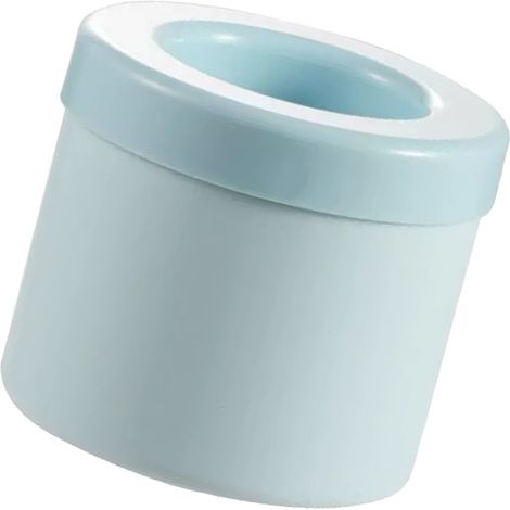 Moule à glaçons rond avec couvercle, seau à glaçons en silicone, pour cocktails glacés, bleu ciel. (1/5)