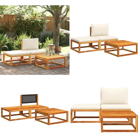 3-tlg. Garten-Sofagarnitur mit Kissen Massivholz Akazie - Gartenmöbel - Outdoor Möbel - Esstisch - Sofas - Rattan Gartenmöbel - Home & Living (1/5)