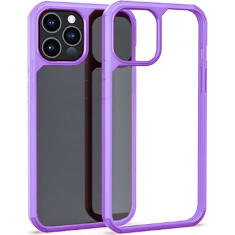 Cover custodia compatibile IP 12 PRO 6.1" trasparente cornice lilla rigida (1/3)