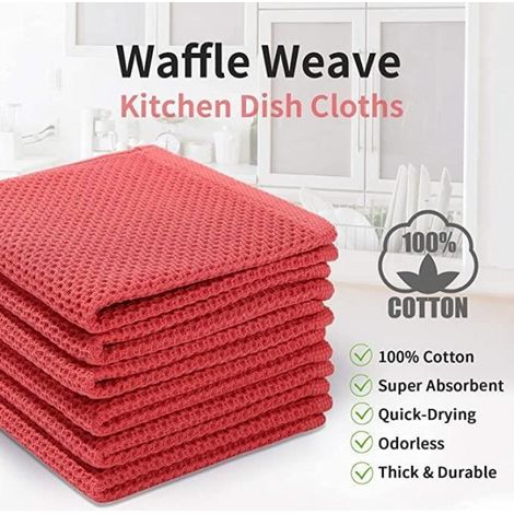 Torchon Cuisine Coton Vaisselle Torchons De Cuisine Torchon Vaisselle 33 x 33cm Lot De 6, Rouge (1/4)