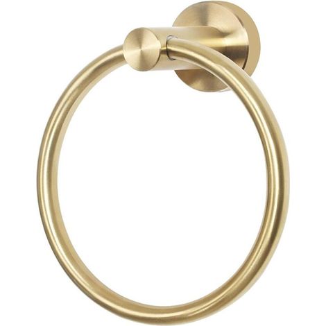 Anillo para toallas, soporte para toallas, acero inoxidable, con tornillos, apto para cocina, baño y dormitorio - Ø 14 cm - Oro cepillado (1/5)