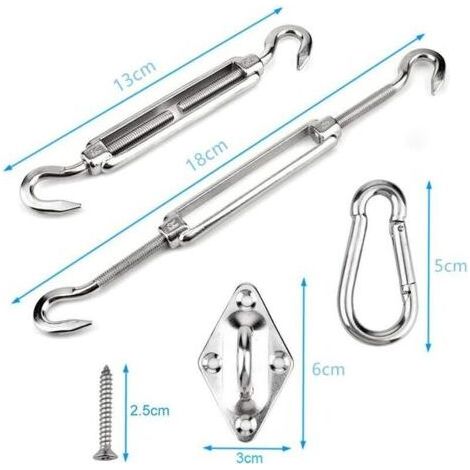 Accessoires de voile d'ombrage en acier inoxydable Accessoires de store pour filet d'ombrage Crochet à ressort à boucle diamantée (1/3)