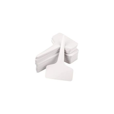 Lot de 100 mini étiquettes plastique en T pour plantes, 6x10 cm, blanches – (1/5)