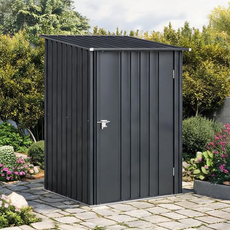 Abri de jardin gris foncé en acier 104 x 100 x 160 cm (1/5)