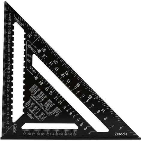 Transportador de ángulos triangulares, herramienta de medición de alta precisión en aleación de aluminio, 30,5 cm (12 pulgadas), color negro. (1/2)