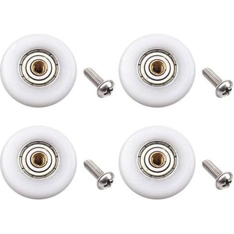 Lot de 4 roulettes de porte de douche – Pièce de rechange pour porte de douche coulissante en verre de salle de bain (diamètre du rouleau 23 mm) (1/4)