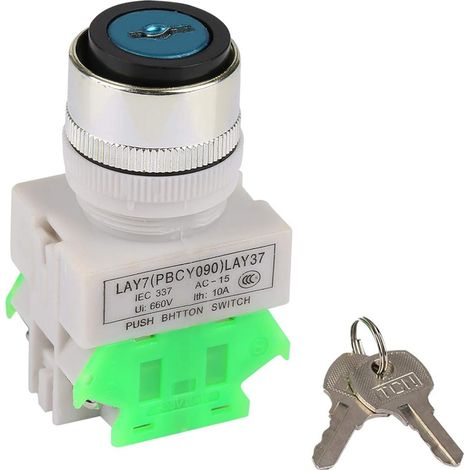 Interrupteur rotatif à clé à 3 positions 220V interrupteur à clé à montage 22mm LAY37-20Y/31 avec 2 clés (1/5)
