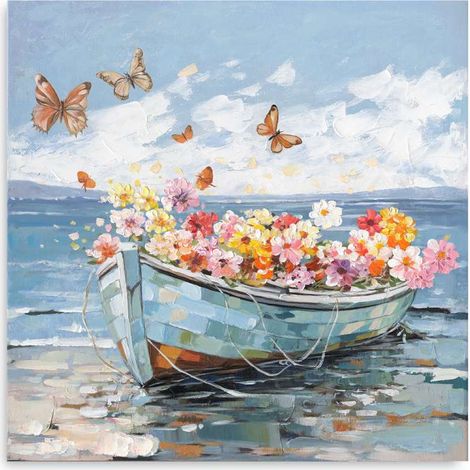 Domo Mea Dipinto Decorativo su Tela - Barca - 50 x 50 cm (1/3)