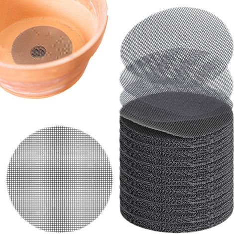 100 Pièces Tampons en Maille pour Pot de Fleur, Grille de Fond d'empotage pour Plantes Ronde Tapis de Pot de Fleur de Jardinage Tapis en Maille pour Prévenir la Perte de Sol (Diamètre : 10 cm) (1/5)