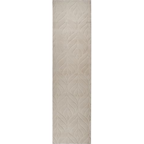 Tappeto da corridoio in pelliccia sintetica di coniglio a pelo lungo con motivo a foglie, 80 x 300 cm beige Mitchell (1/5)