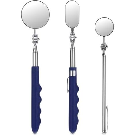 Lot de 3 miroirs d'inspection télescopiques pour voiture avec poignée télescopique rotative à 360° - Miroir (1/5)