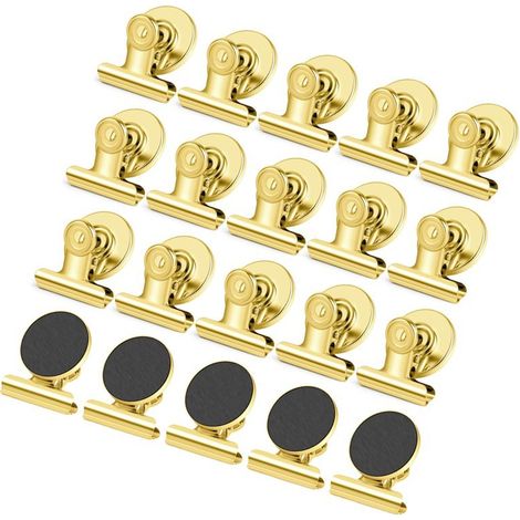 Magnetische Clips, goldfarben, 3,1 x 3,7 cm, 20er-Packung, für Kühlschränke und Aufbewahrungsschränke. (1/5)