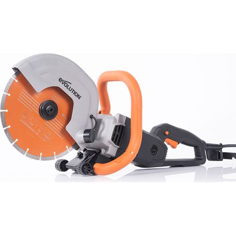 Evolution – Scie à béton électrique 255 mm – Profondeur de coupe 102,5 mm – Lame diamant premium pour béton armé – Moteur 2000 W