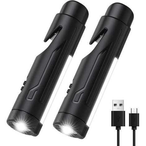 Aide à la sortie de voiture, brise-vitre, coupe-ceinture de sécurité, lampe torche de voiture, équipement tactique 5 en 1 pour voiture, fonction de chargement USB, aimanté D (1/5)