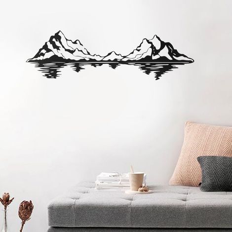 Décoration Murale Métal Montagne Art Fer Design Moderne Facile à Installer Noir [Art Métal Montagne] + 40x12cm (1/5)
